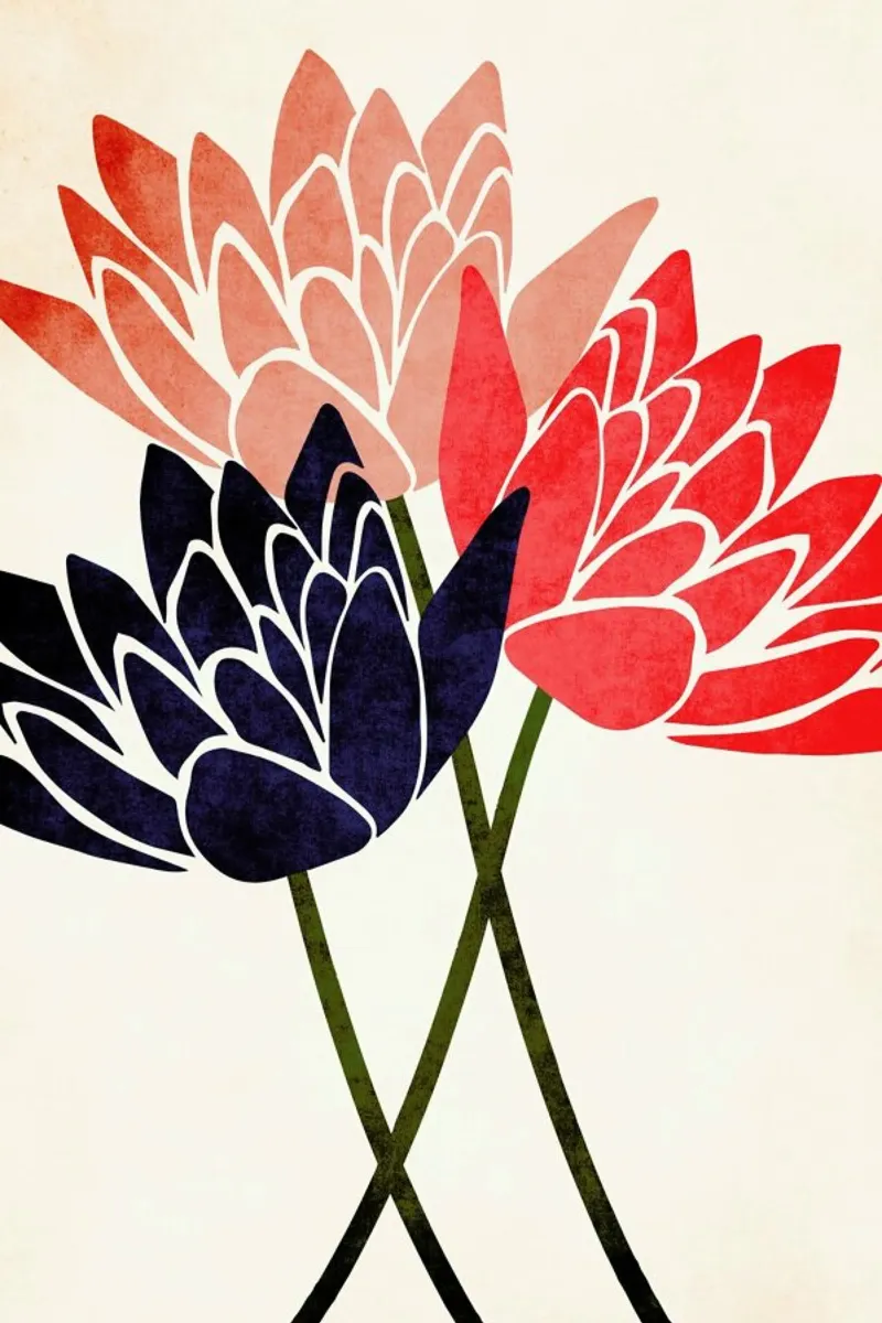 Three Blossoms poster con telaio in legno da Kubistika