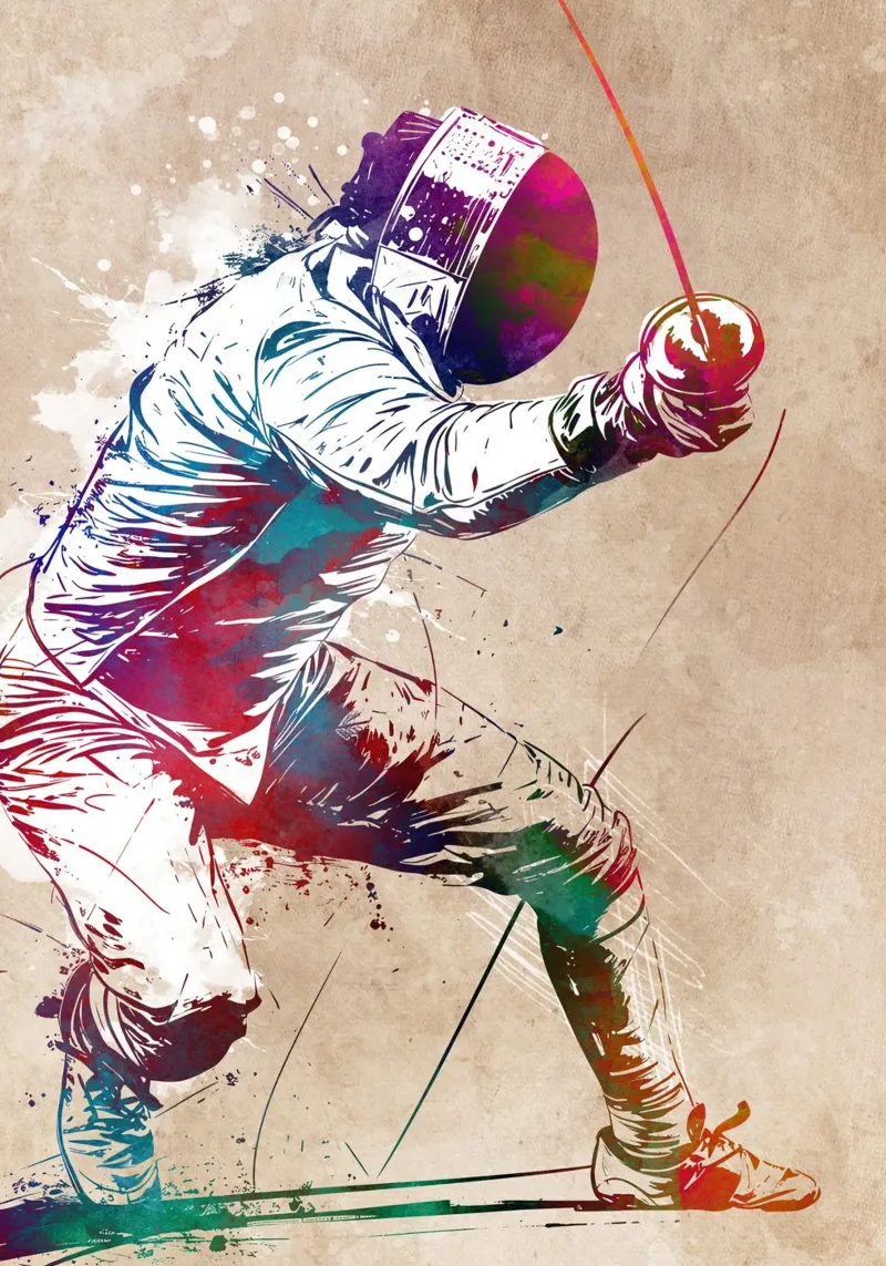 Schermersport kunst canvas met Baklijst van SPORT