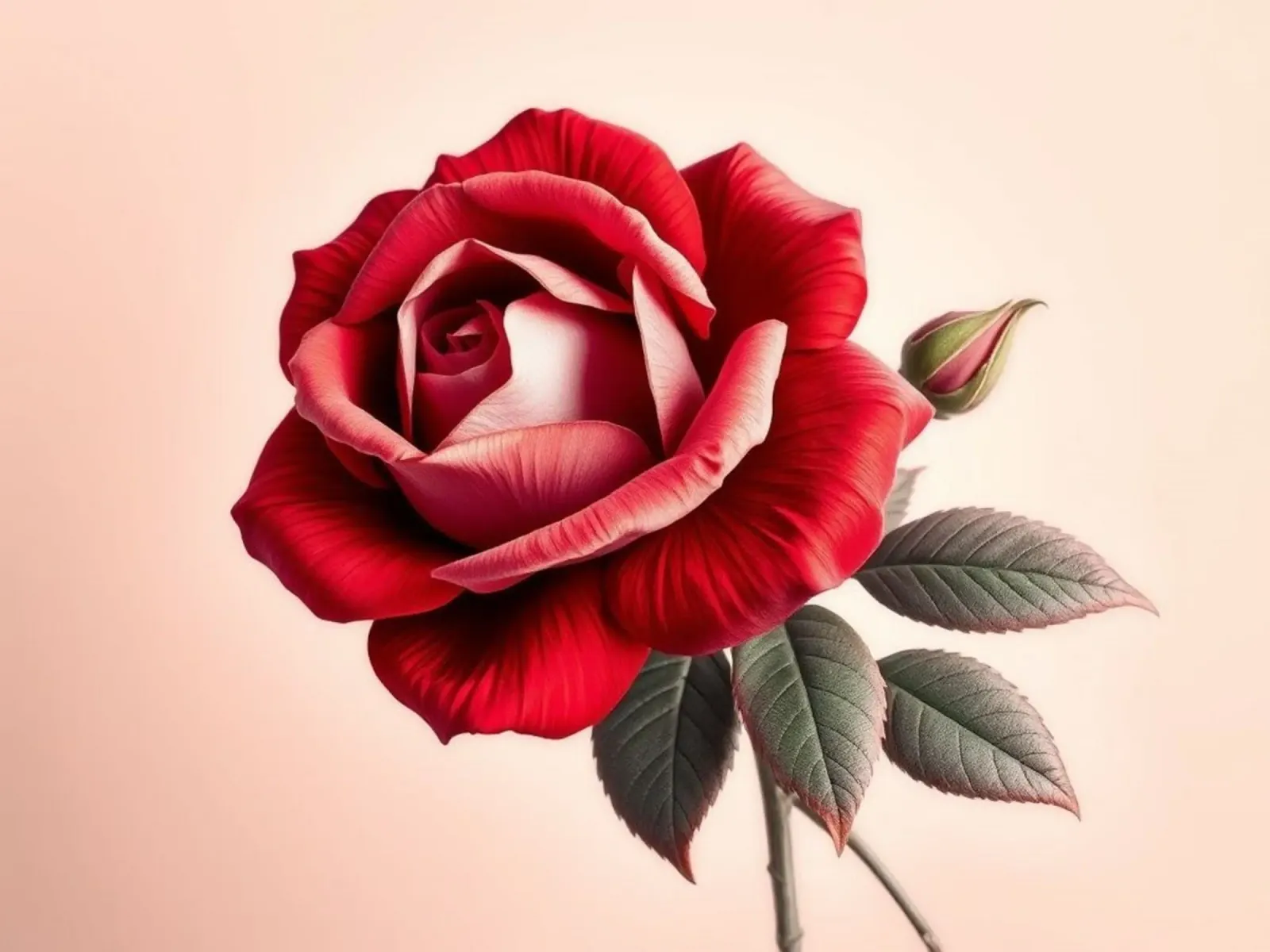 Eine bezaubernde karmesinrote Rose in voller Blüte mit grünen Blättern Hahnemühle von Artistic-shop