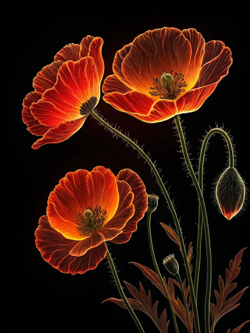 Un luminoso capolavoro botanico su Midnight Bloom plexiglass da Artistic-shop