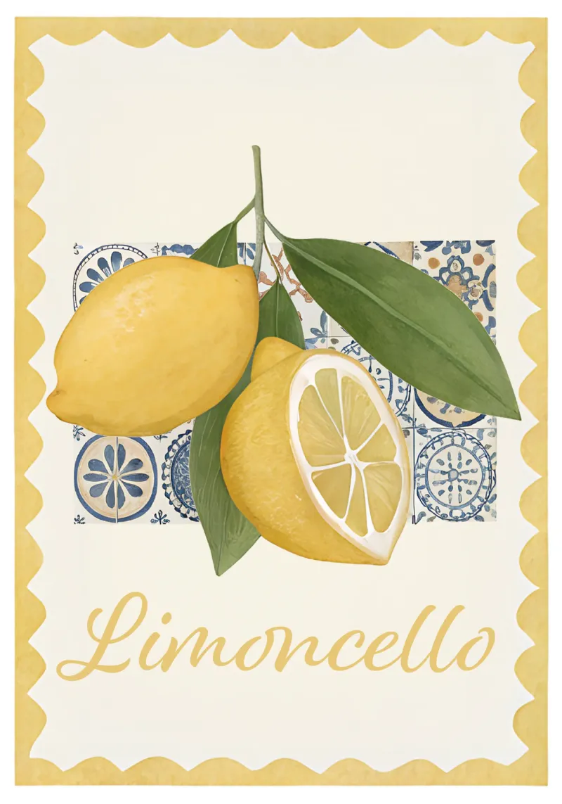 Limoncello Poster, Italian Art, Italy Poster, Amalfi Coast poster with aluminum frame by DolceVita
