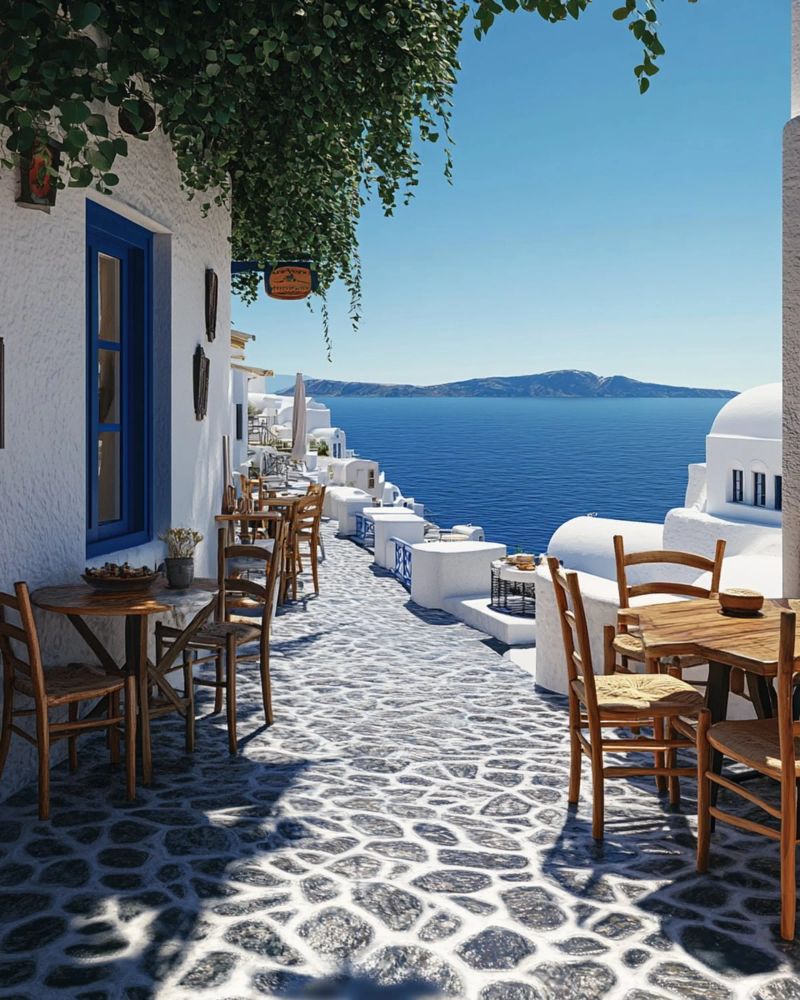 Santorini-Vibes Poster von PhotoVibe Decor