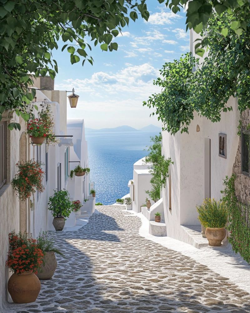 Santorini-Vibes Poster von PhotoVibe Decor
