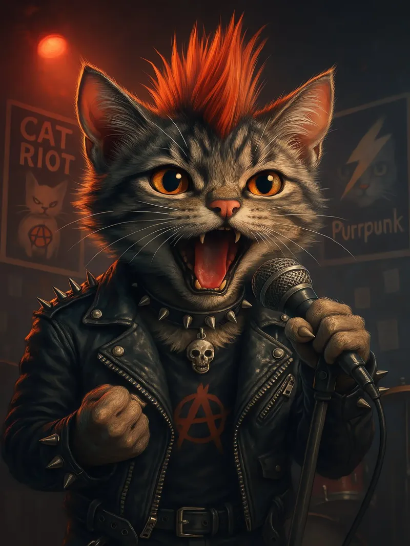 Cantante solista di Mohawk Punk Cat pellicola backlit da flufftee