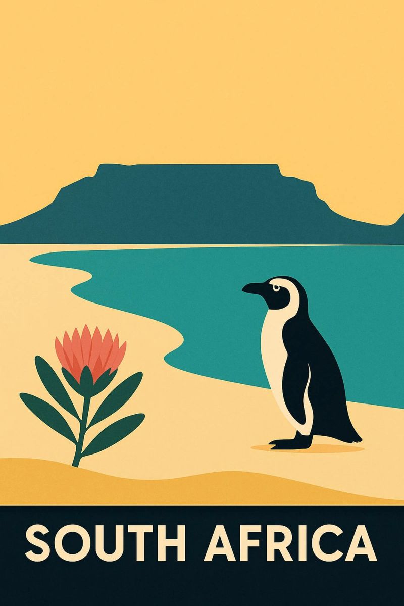 Zuid-Afrika Minimal - Zuid-Afrika tussen land en oceaan poster van JETLAG | affiches voyage
