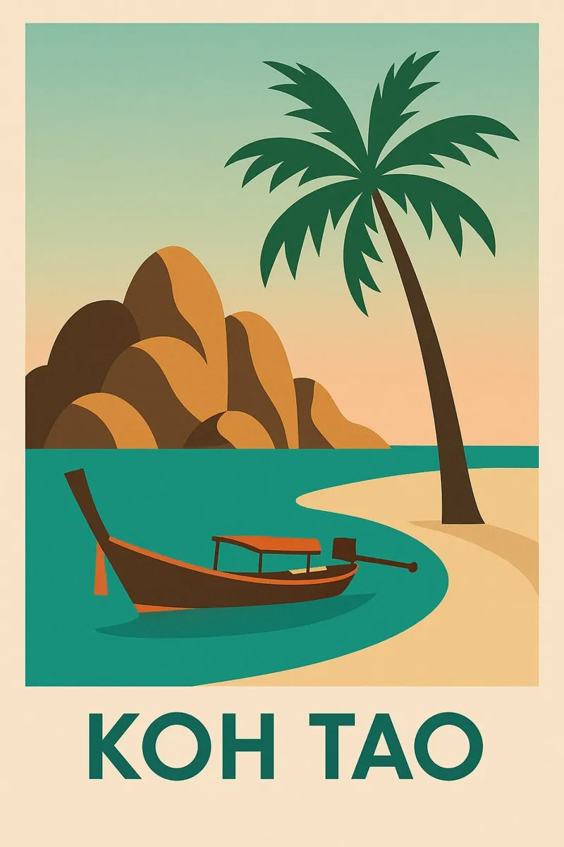 Fuga tropicale a Koh Tao - L'isola tailandese pellicola backlit da JETLAG | affiches voyage