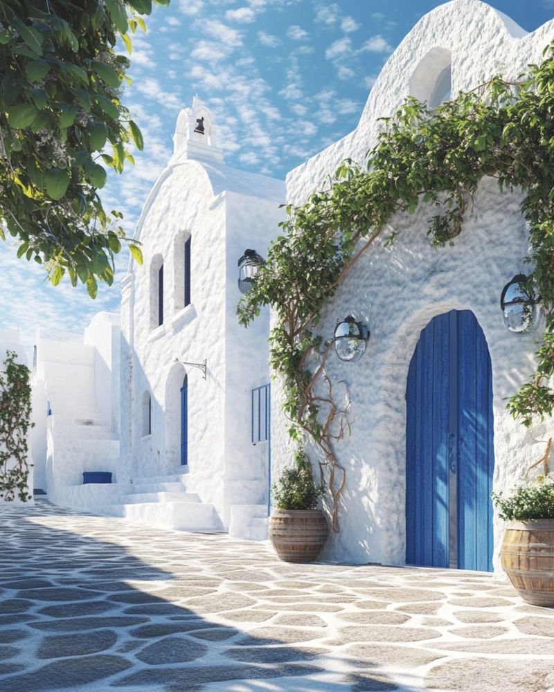 Santorini-Vibes Poster von PhotoVibe Decor