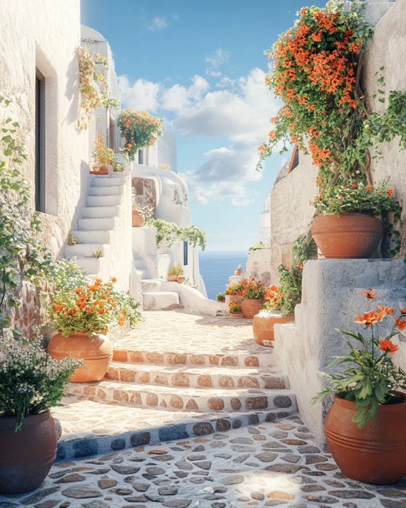Santorini-Vibes Poster von PhotoVibe Decor