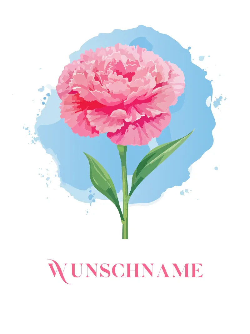 Garofano personalizzato con nome, fiore di nascita gennaio poster con telaio in alluminio da Geburtsblume