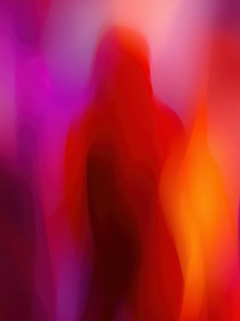 Un incontro fugace in arancione, rosso e rosa pellicola backlit da Autofocus