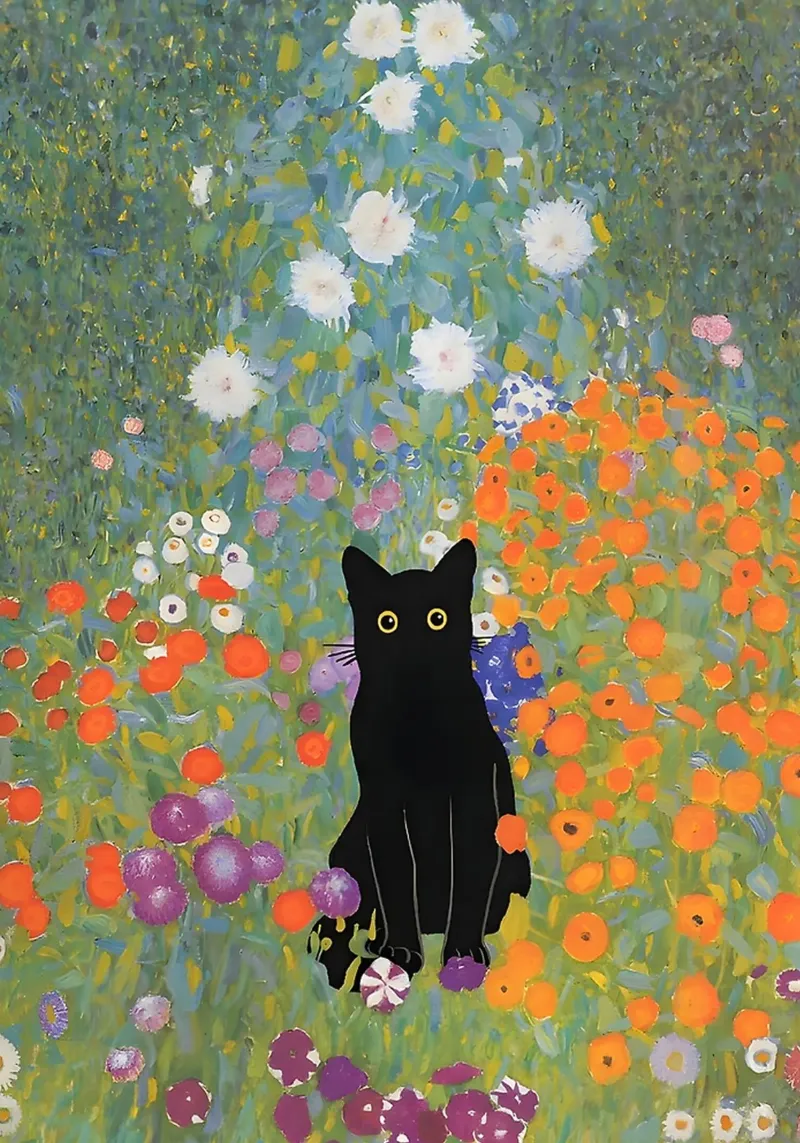Cat Poster Klimt Print Floral hahnemühle de Art Company