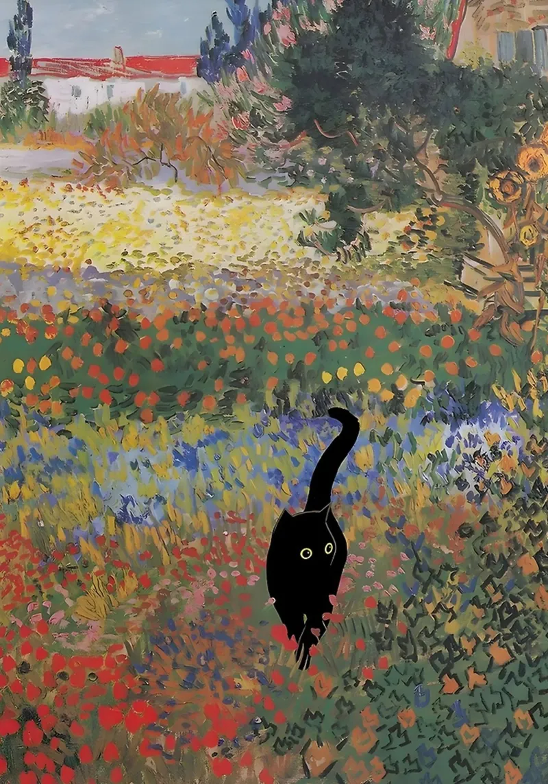 Black Cat in the Garden carta hahnemühle da Art Company
