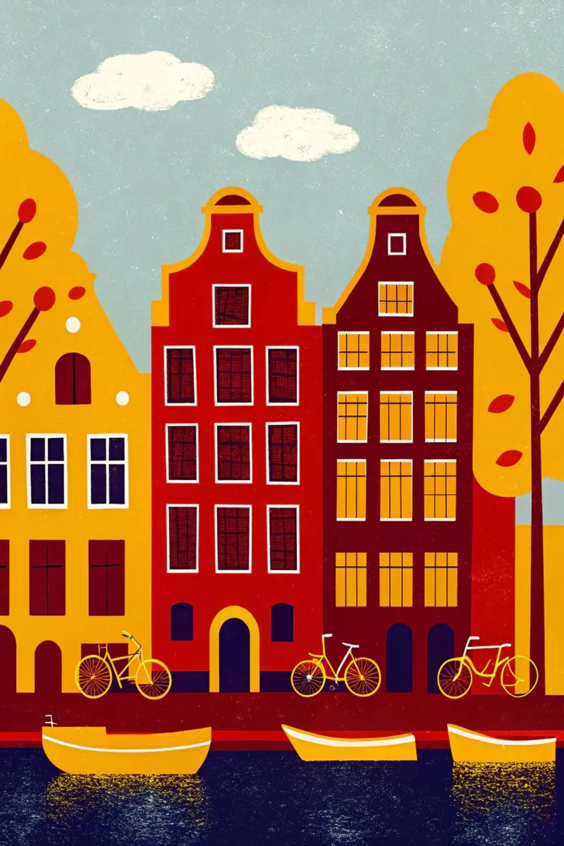 disegno della città di amsterdams per gli amanti del viaggio poster con telaio in plastica da sichanhan