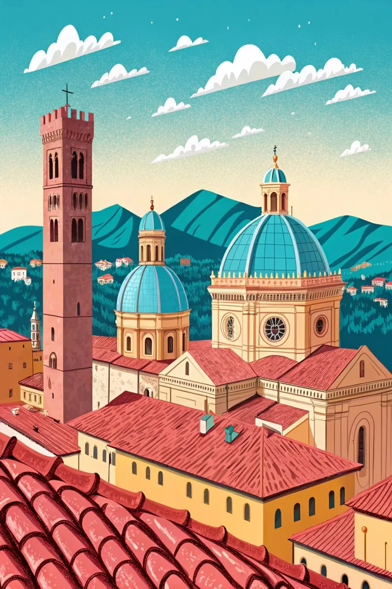 disegno della città di bologna per gli amanti dei viaggi poster con telaio in plastica da sichanhan