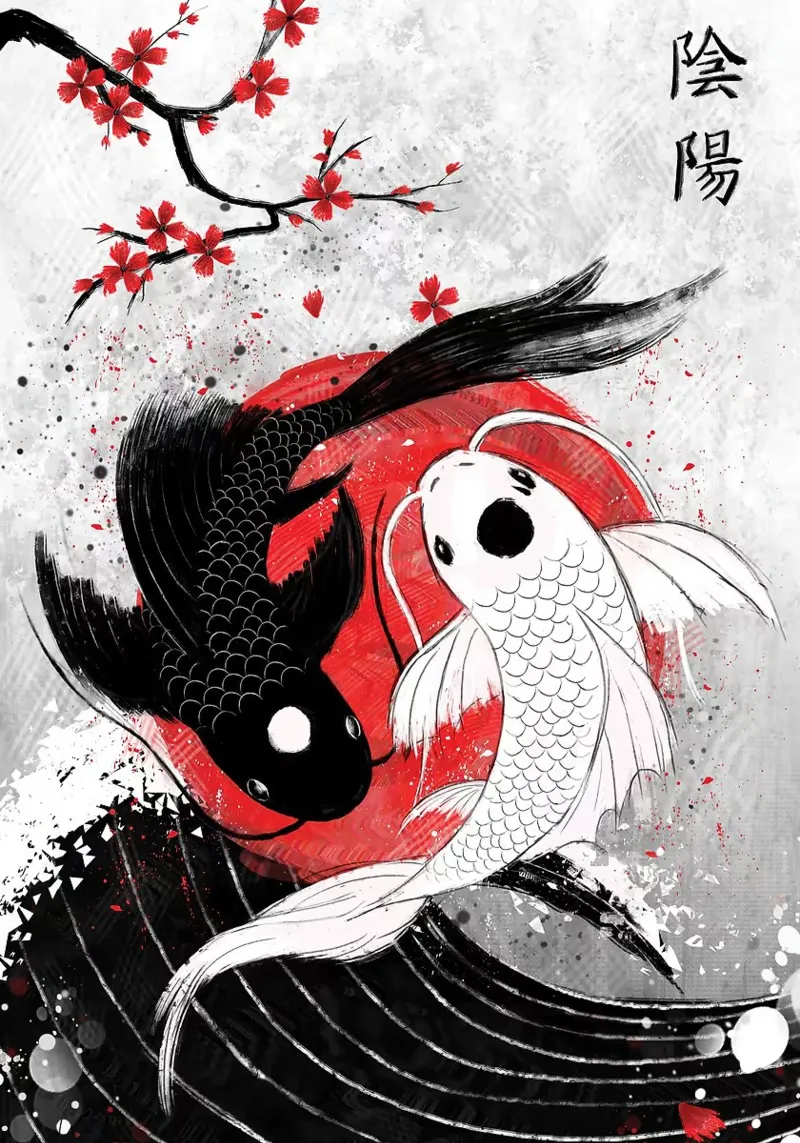 Pez Koi Yin Yang RubyArt metacrilato de Chad Cunningham