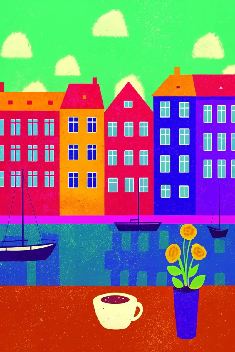 disegno della città di copenaghen per gli amanti dei viaggi poster con telaio in plastica da sichanhan