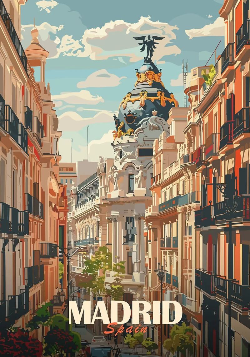 Madrid skyline poster by Brad Mcpherson