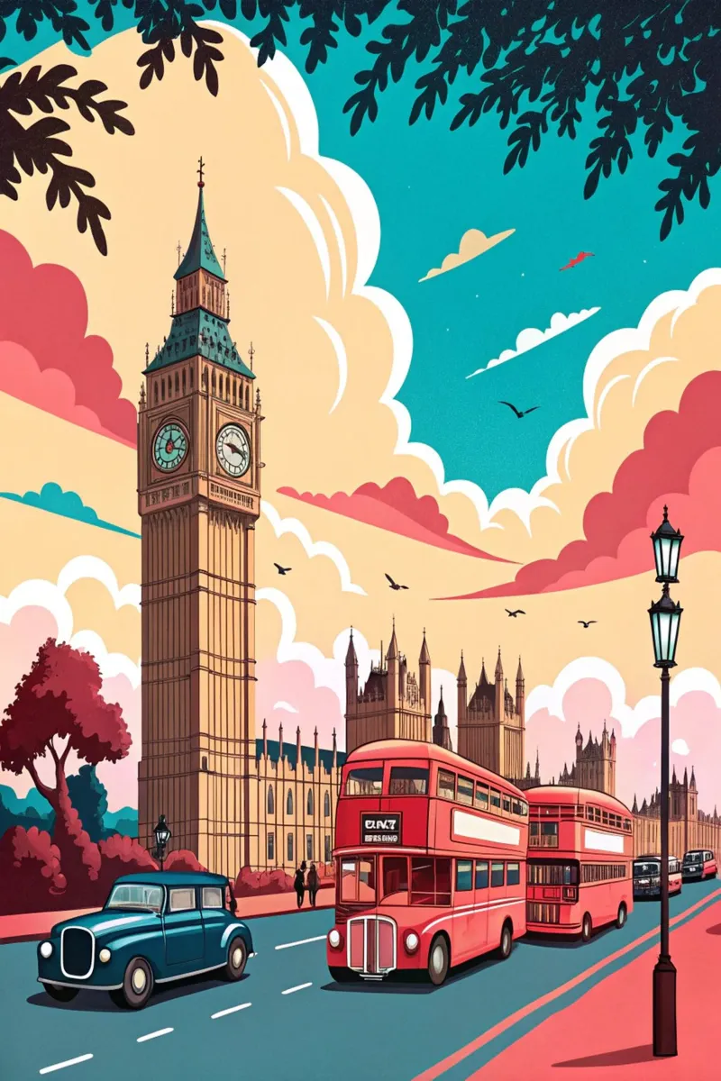 disegno della città di Londra per gli amanti dei viaggi poster con telaio in plastica da sichanhan