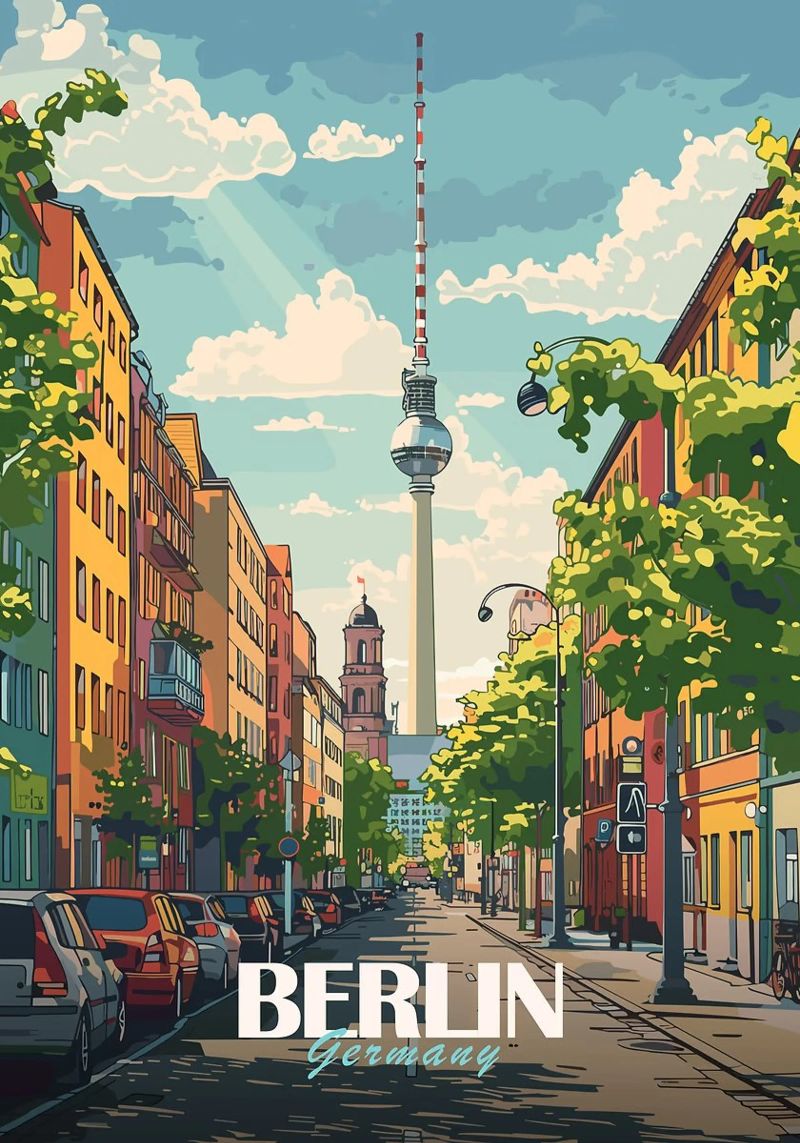 Berliner Stadtbild mit Fernsehturm Poster von Brad Mcpherson