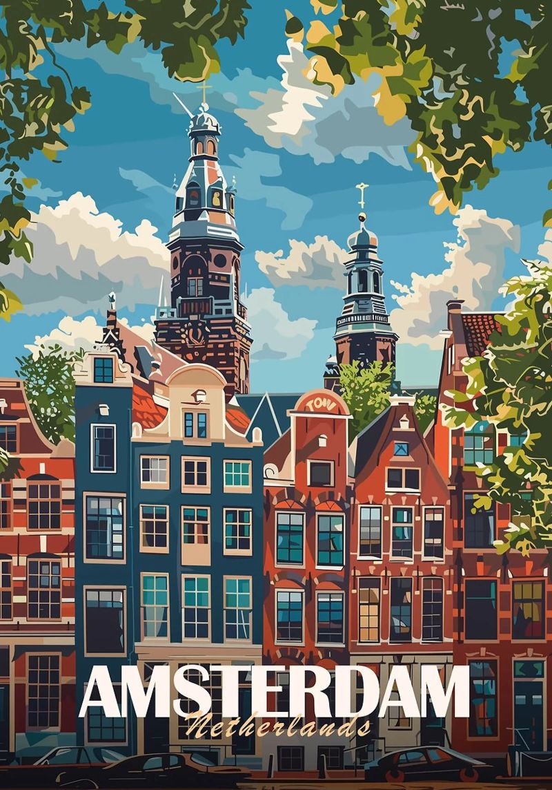 Stadsgezicht Amsterdam poster van Brad Mcpherson