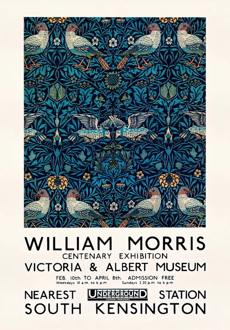 William Morris - Mostra di modelli di uccelli pellicola backlit da Flower