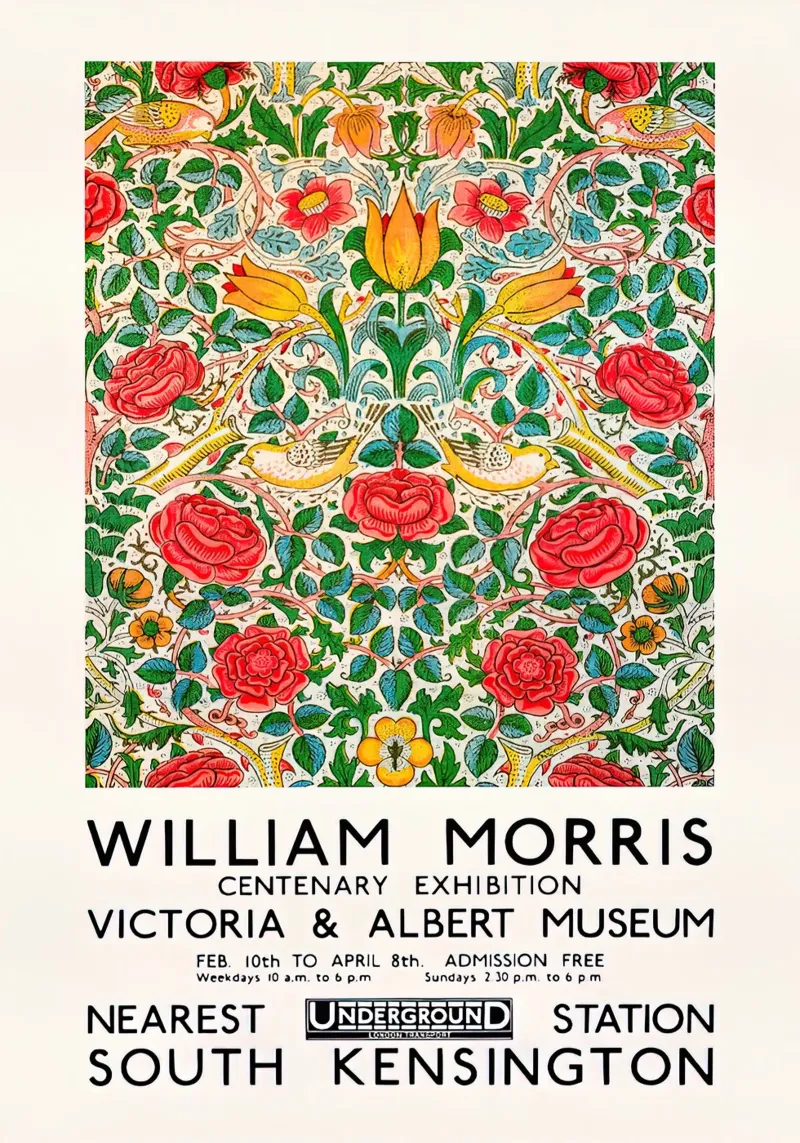 Mostra William Morris Rose e Uccelli poster con telaio in plastica da Flower
