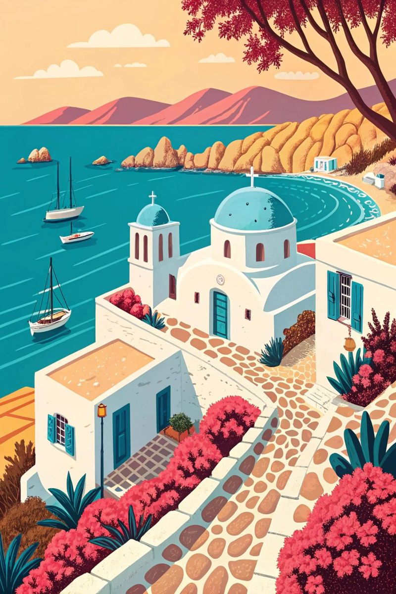 paros stadt zeichnung für reisende liebhaber Poster von sichanhan