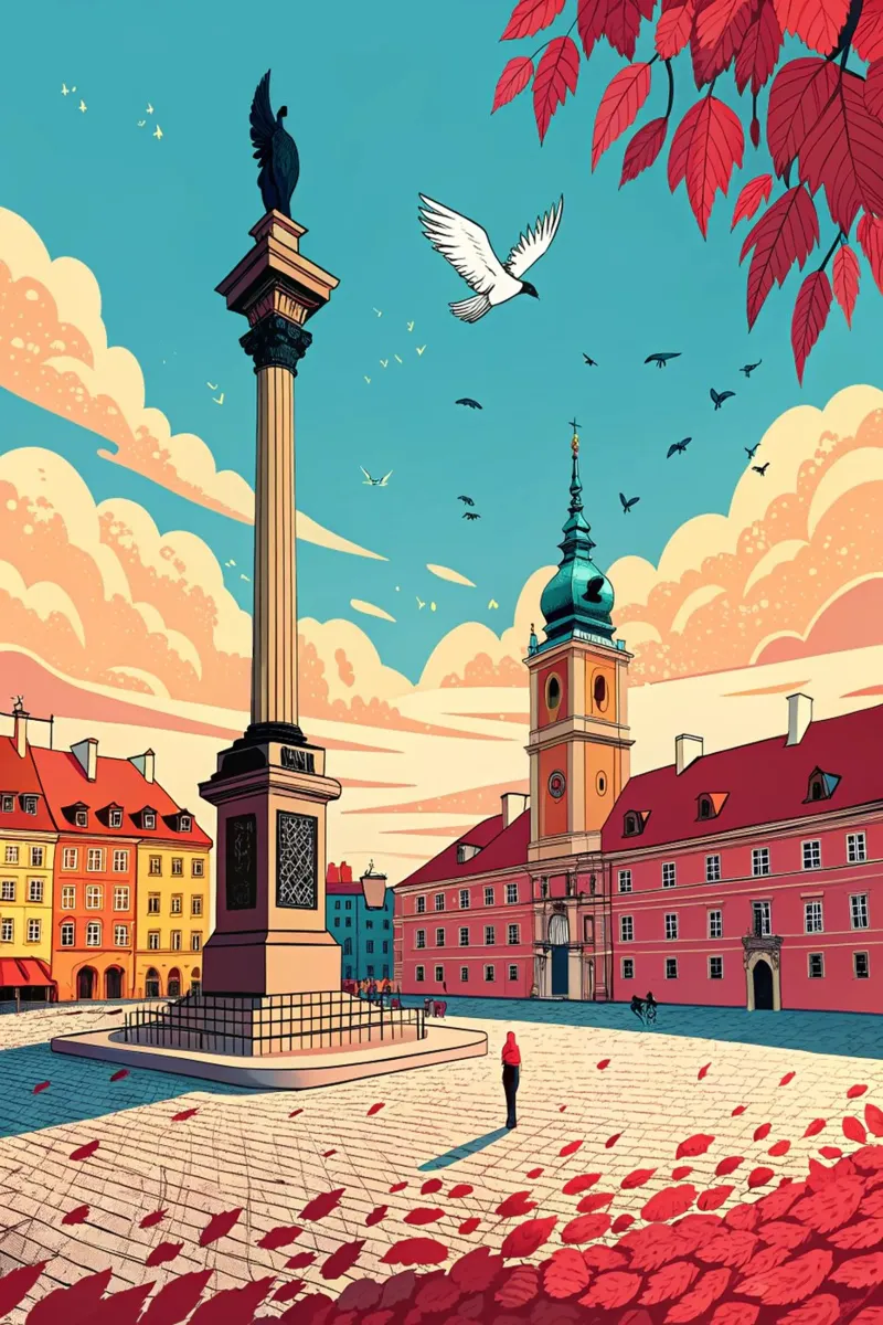 dibujo de la ciudad de varsovia para amantes de los viajes poster de sichanhan