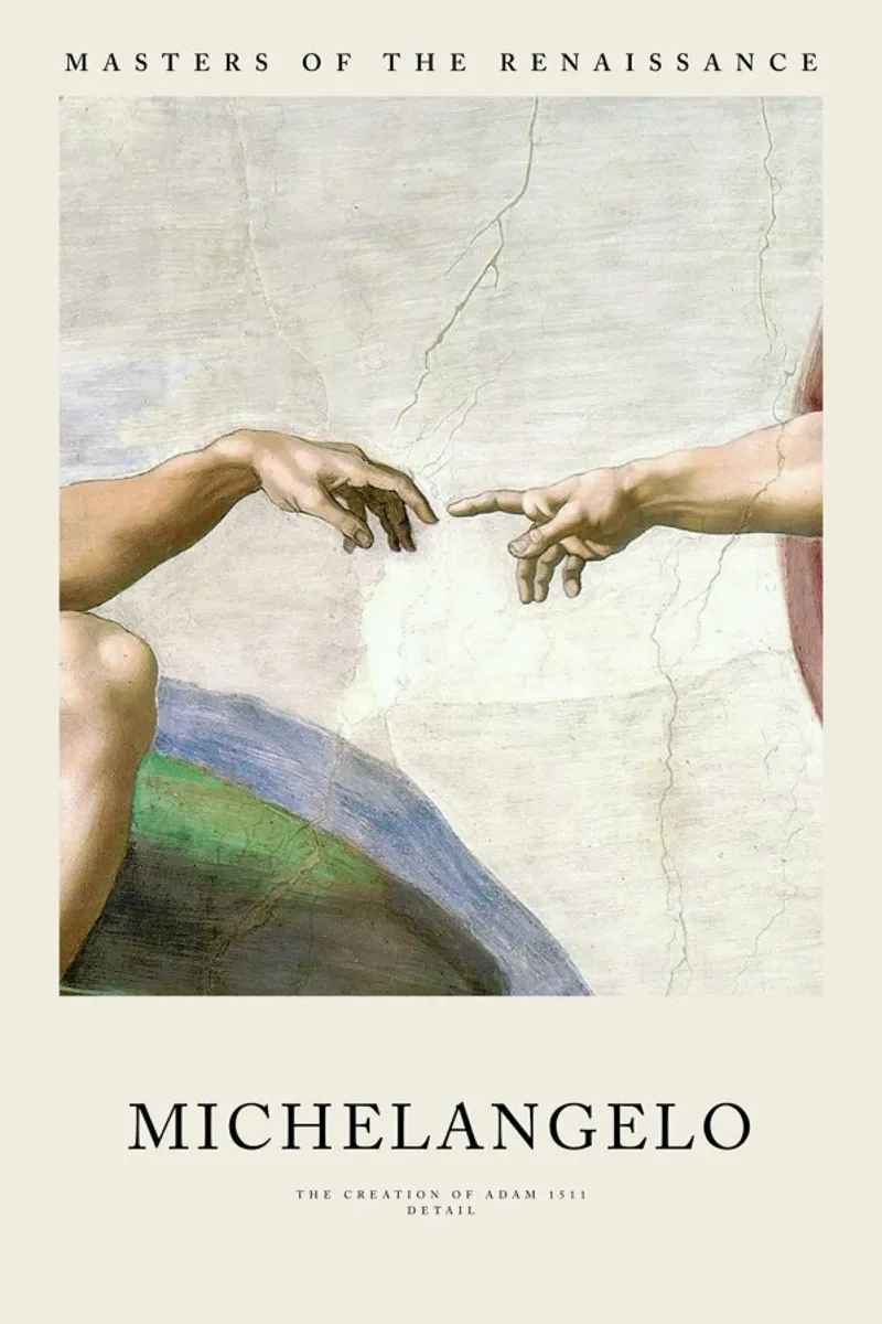 Michelangelo - The Creation of Adam metacrilato de Vintage by JUNIQE