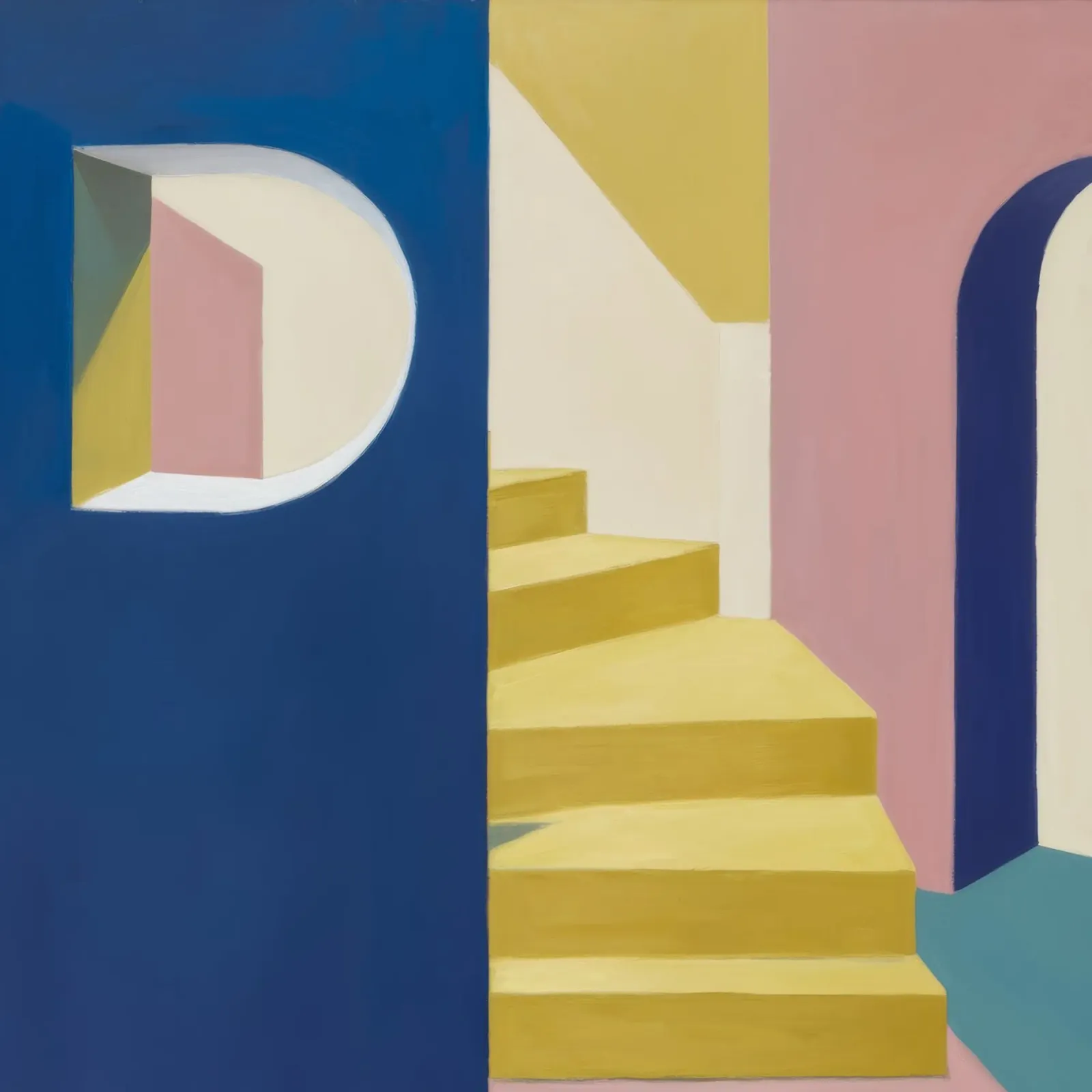 Yellow Stairs Blue Wall canvas by Jasper Rune