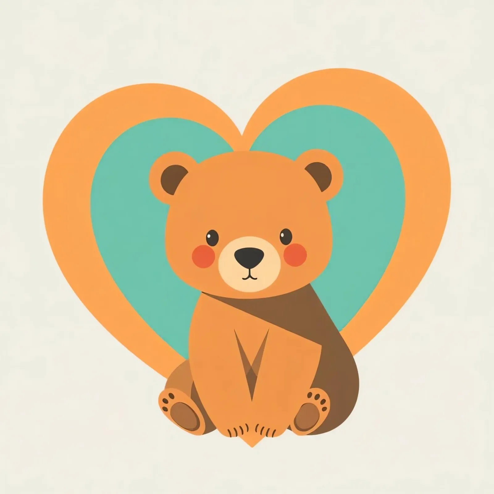 Illustrazione di un simpatico orsetto circondato da forme di cuore in un morbido pellicola backlit da DesignDoodle