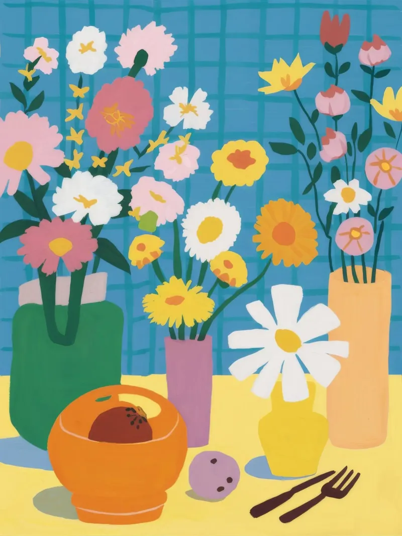 Daisy Bucket Sunshine poster con telaio in legno da Haven Mirage