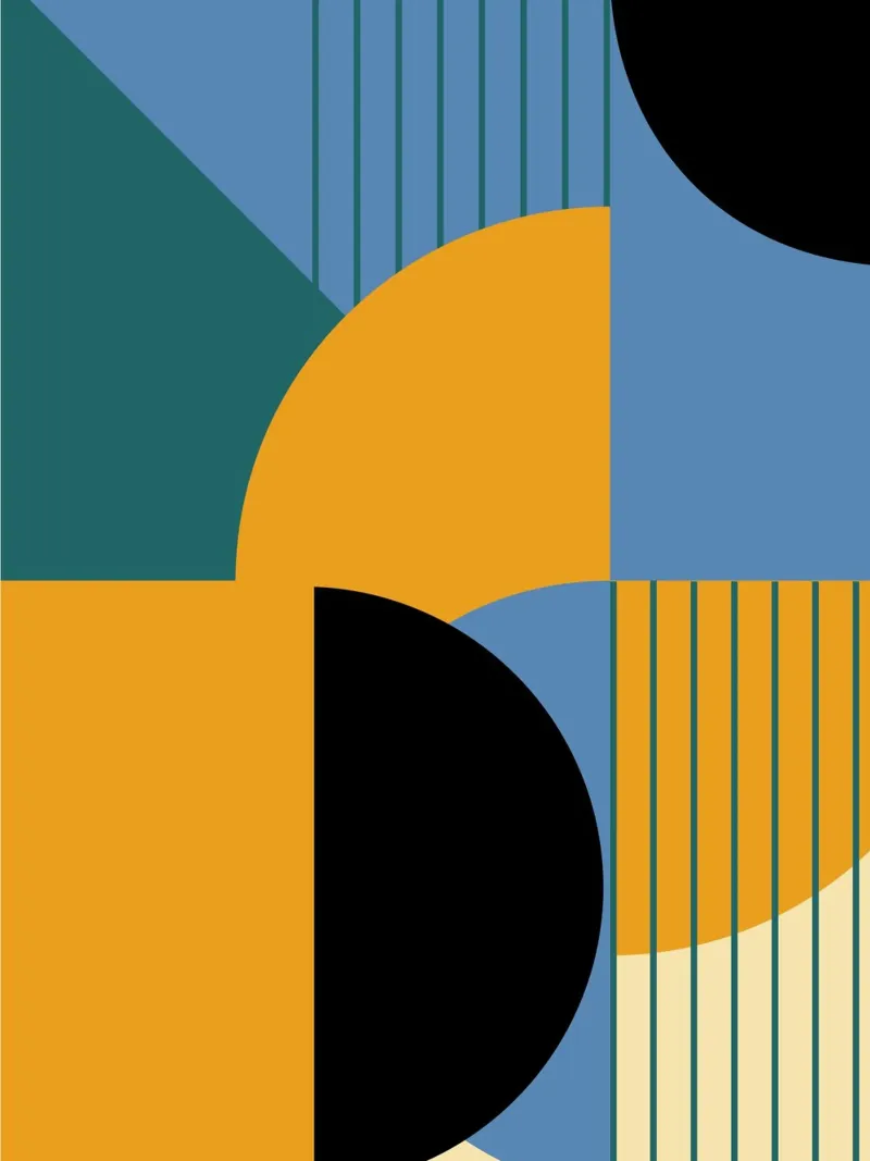 Geometria Bauhaus - Poster con forme retrò poster con telaio in alluminio da Studio Vibe
