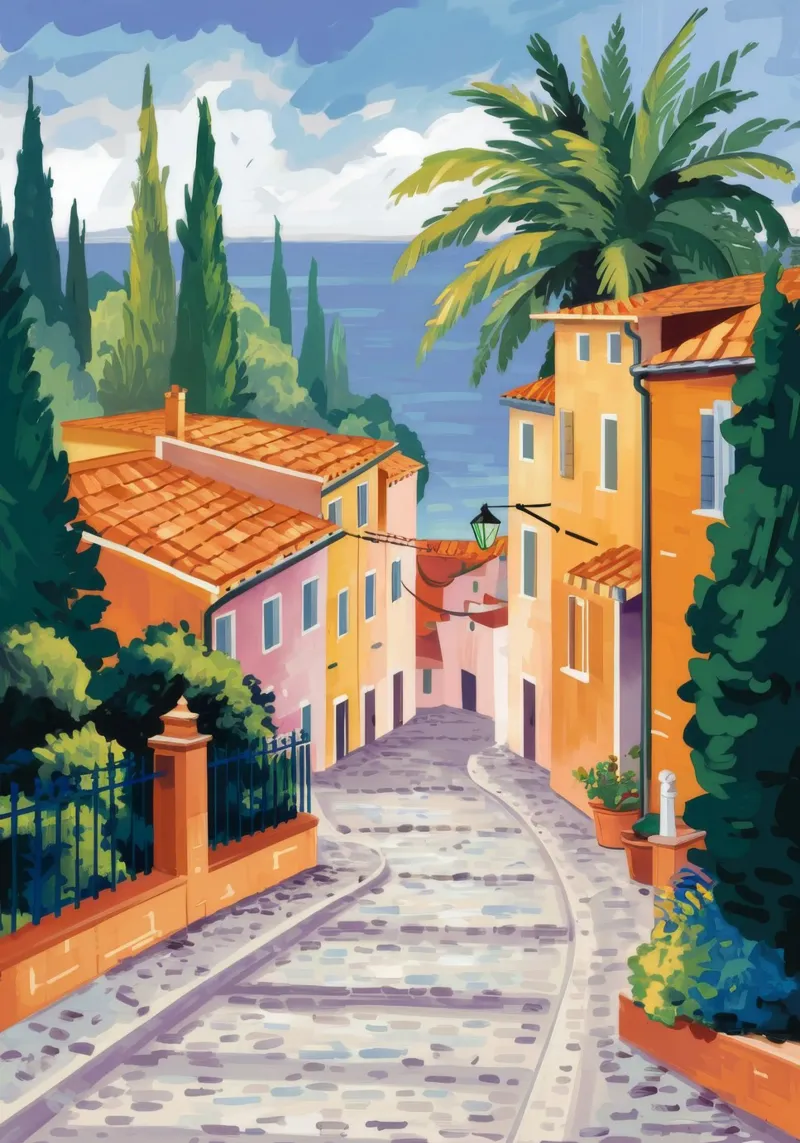 Vicolo delle foglie della città vecchia poster da Jasper Rune