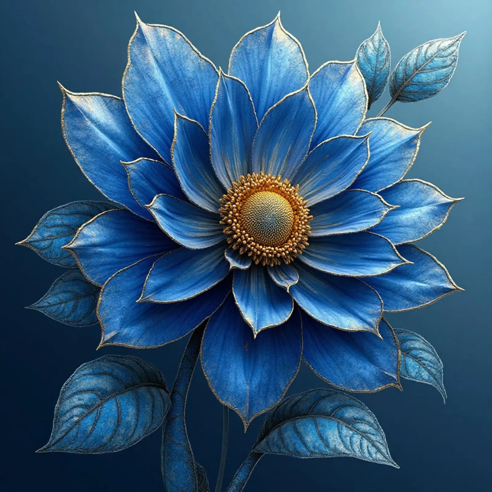 Accattivante sogno botanico blu notte e oro pellicola backlit da Artistic-shop