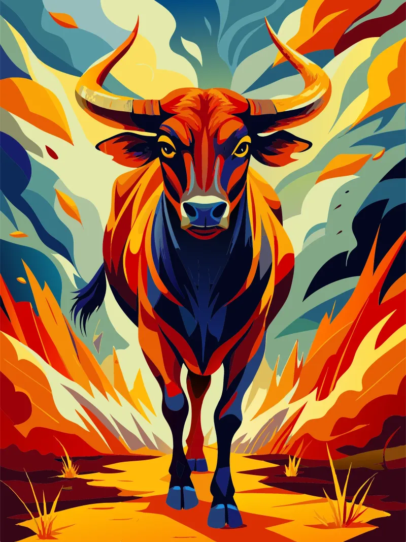 peinture de taureau art poster avec cadre en plastique de zetazone