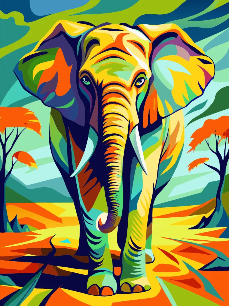 elephant painting art acrylic glass by zetazone