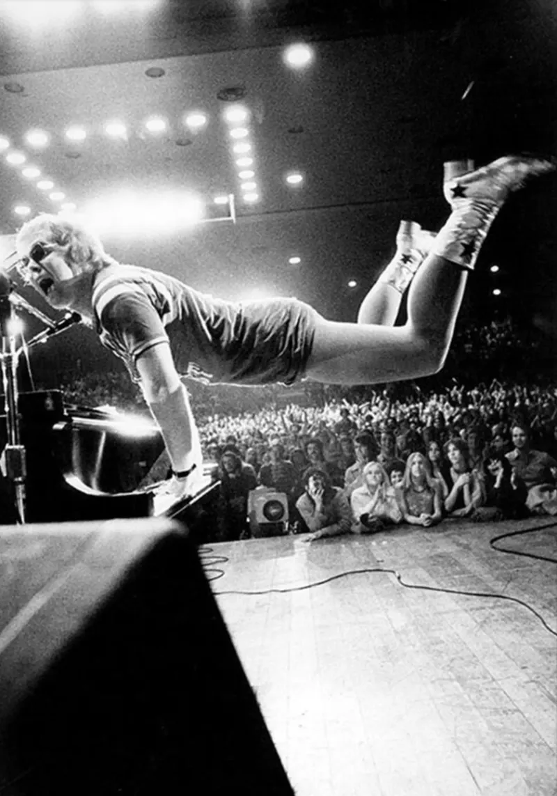 Frestyle Elton John Concert Black And White tela con Cornice a cassetta da fardanjadex