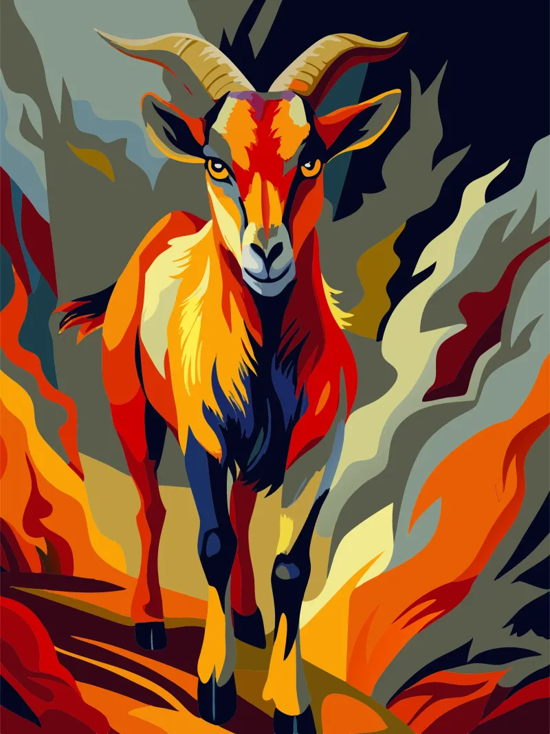 peinture de chèvre art poster avec cadre en aluminium de zetazone