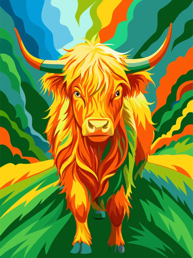 art de la peinture des vaches des Highlands poster avec cadre en bois de zetazone