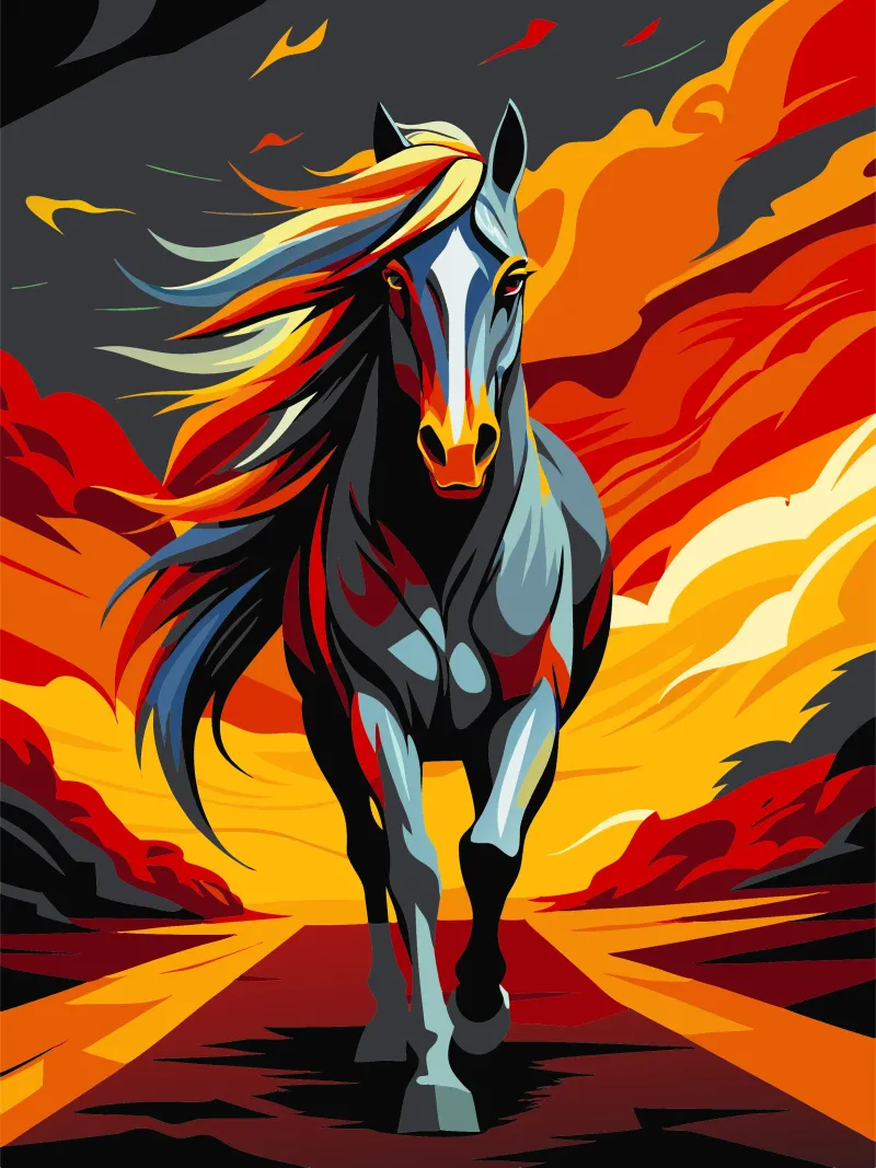 arte de pintar caballos poster con marco de plástico de zetazone