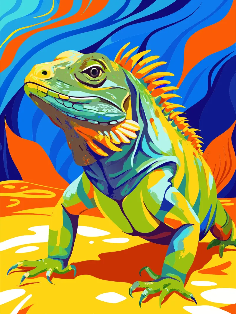 iguana pittura arte poster con telaio in alluminio da zetazone