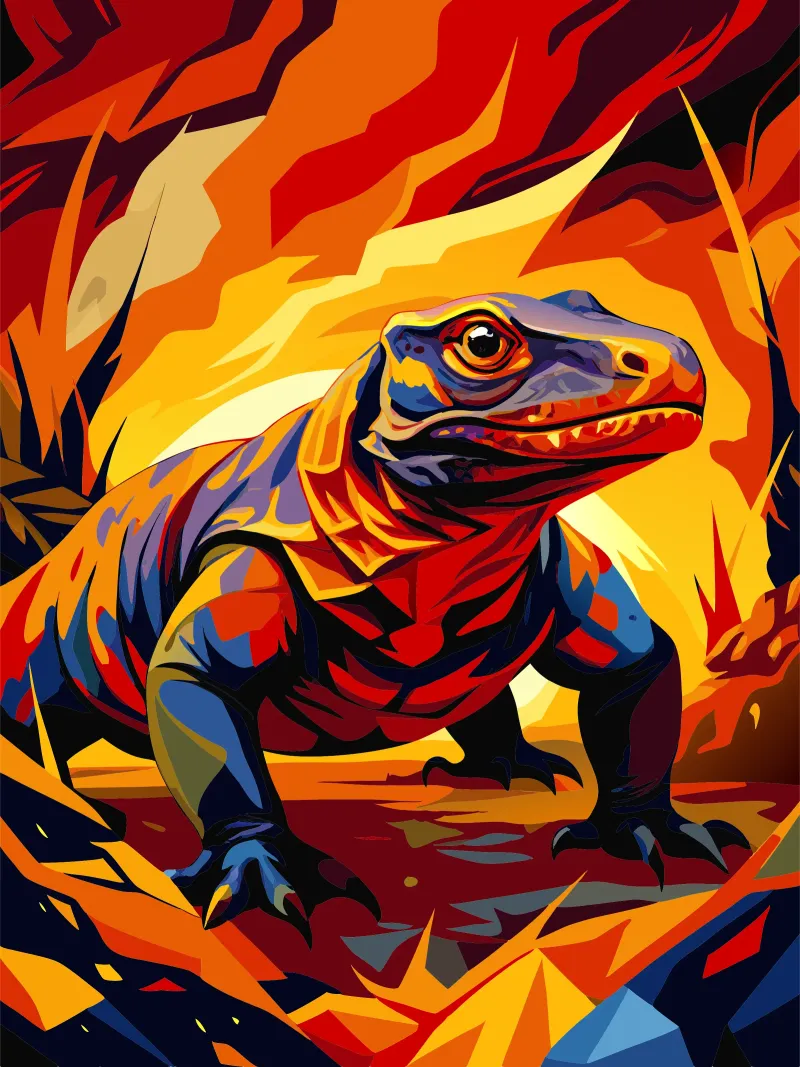 peinture de komodo poster avec cadre en plastique de zetazone