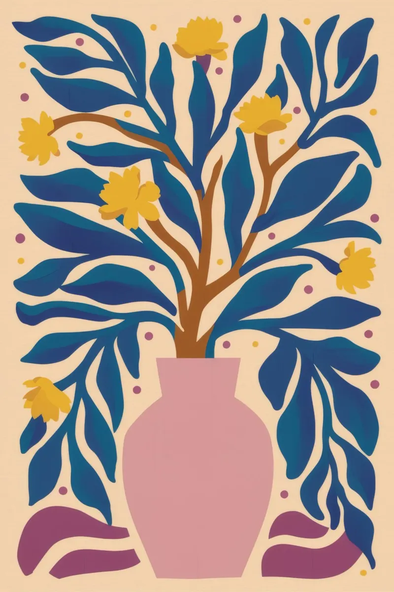 Saphir Vase Laub Hahnemühle von Paez Harmony