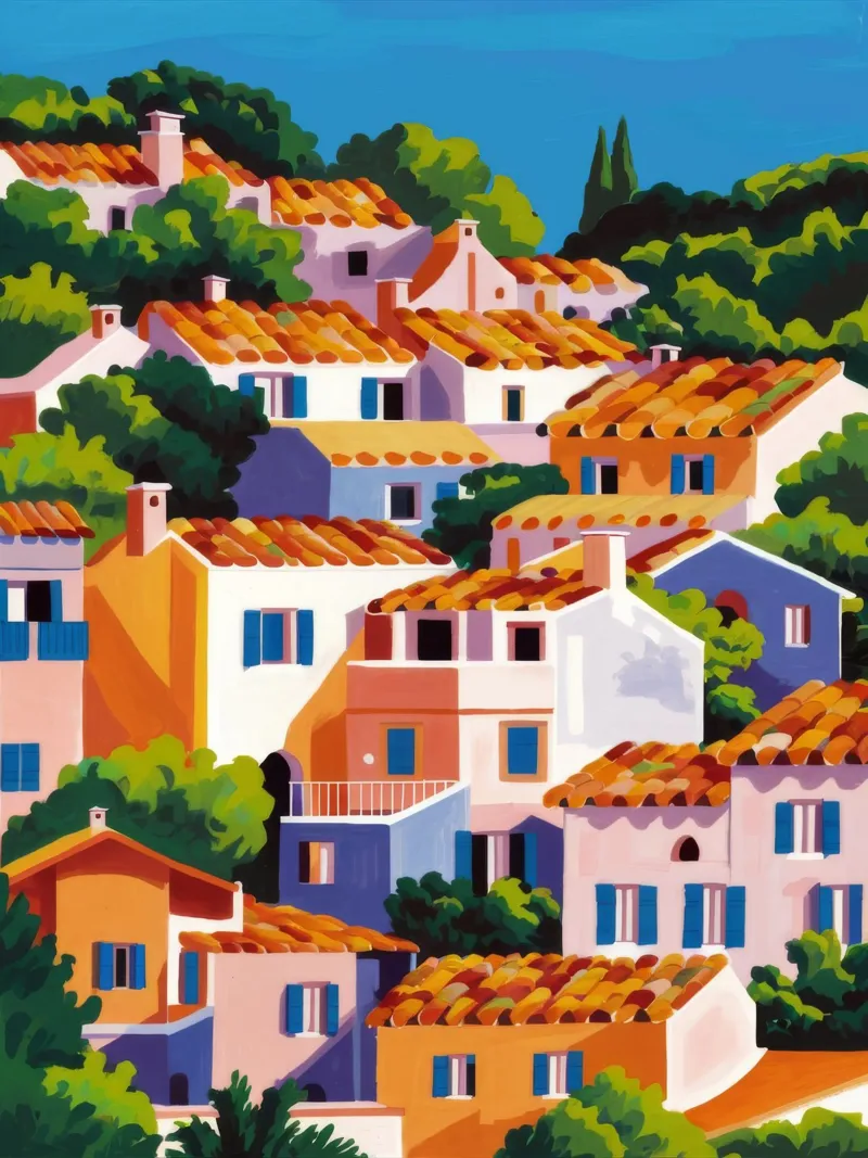 Whitewashed Village Rooftops canvas by Paez Harmony