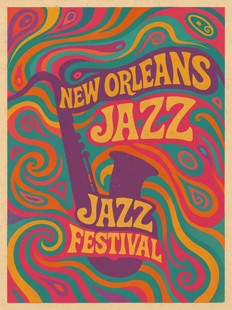 Psychedelische Kunst zum New Orleans Jazz Festival Alu-Dibond von Jester Krew Art