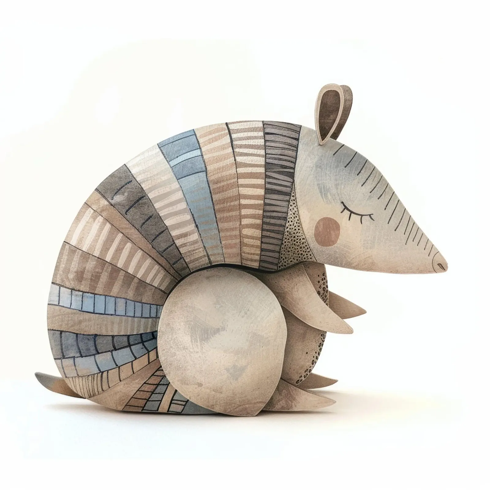 Ceramic Armadillo Figurine with Segmented Shell Pattern canvas by DesignDoodle