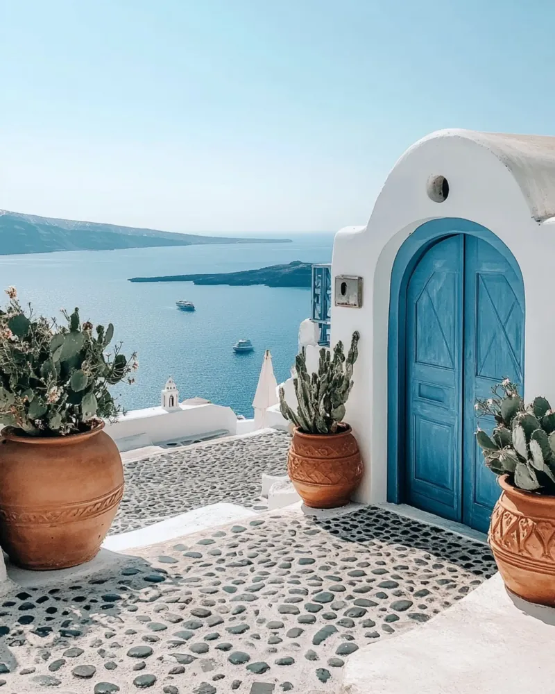 Santorini-Vibes Leinwand von PhotoVibe Decor