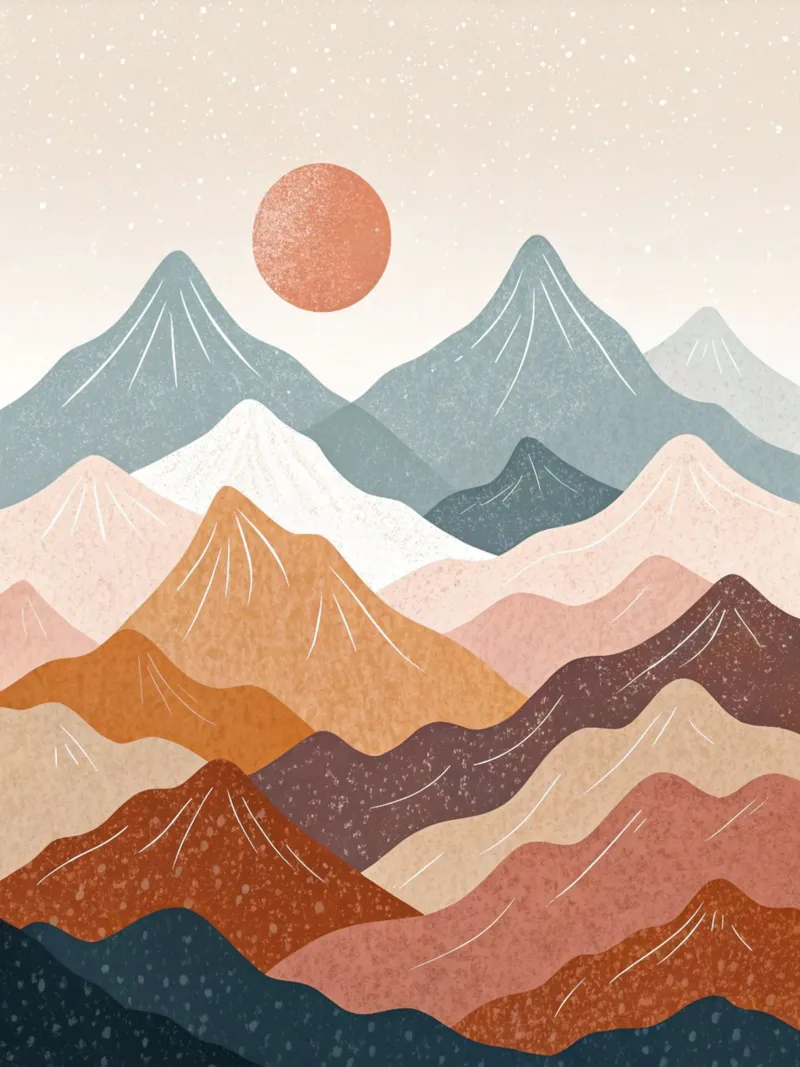 Serene berg zonsondergang abstract canvas van Artistic-shop