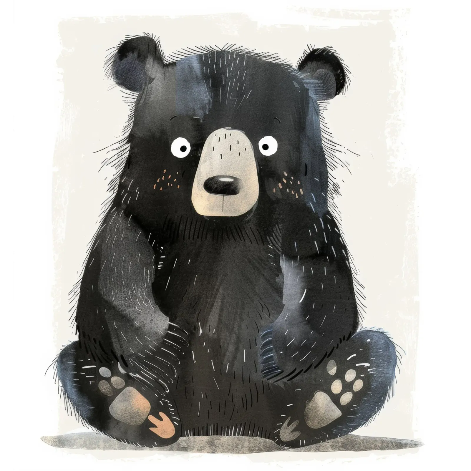Illustrazione di un cucciolo di orso nero seduto pellicola backlit da DesignDoodle